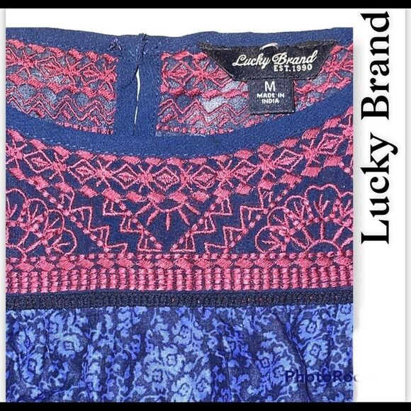 LUCKY BRAND - purple paisley blouse with wide sleeves and keyhole back - Picture 4 of 6